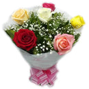 Buquê com 6 Rosas Coloridas
